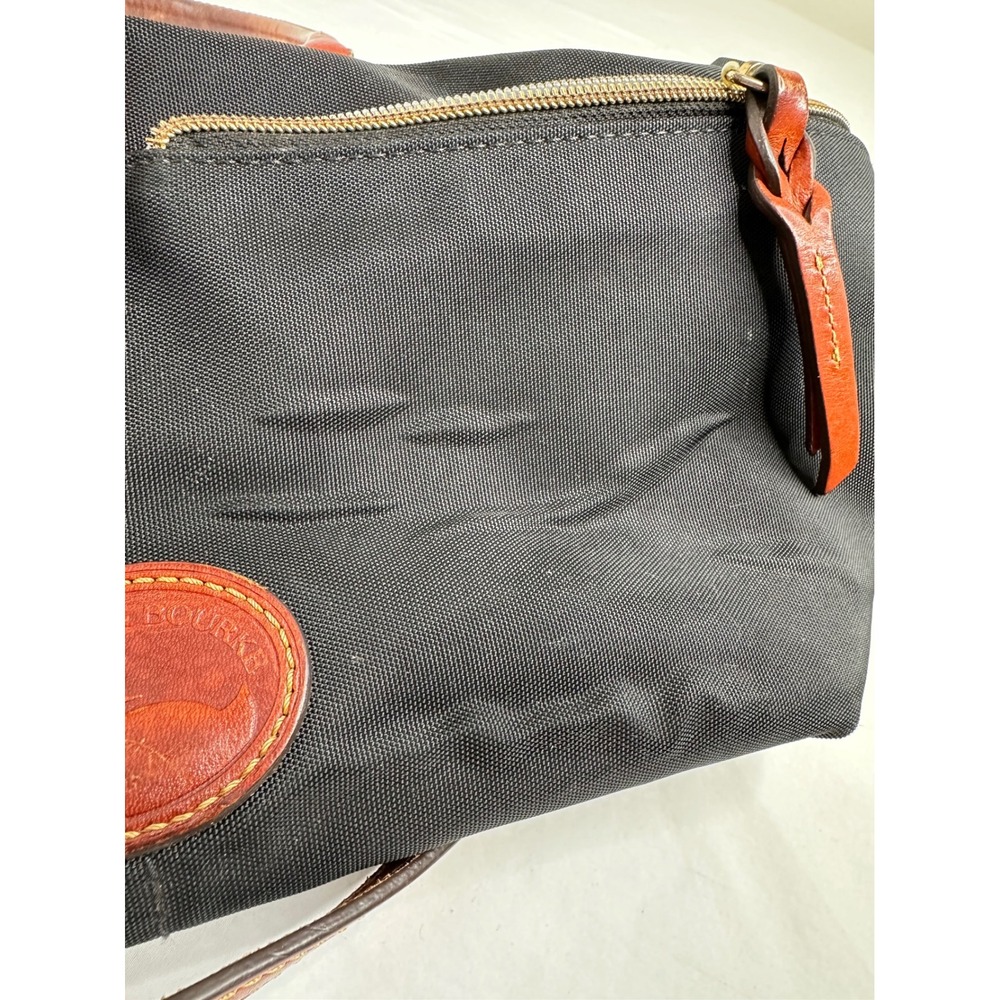 Dooney & Bourke Black Nylon Leather Trim Satchel Crossbody Bag Front Zip Pockets - Picture 14 of 16